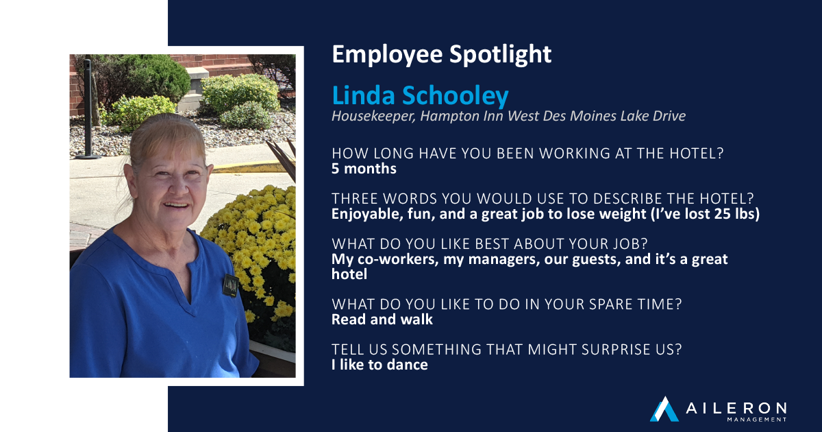 Aileron Management Employee Spotlight: Linda Schooley - Hampton Inn West Des Moines Lake Drive